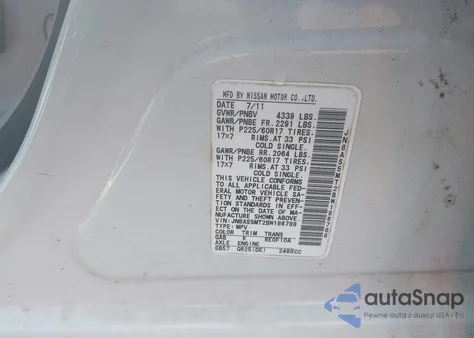 2011 Nissan Rogue Sv from USA, damaged, VIN JN8AS5MT2BW186788